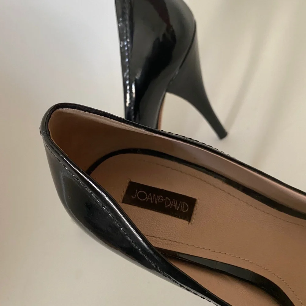 Joan & David Black Open Toe Patent Leather Heel